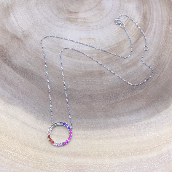 JCM Sterling Silver Full Circle Swarovski Crystals Eternity Necklace - Picture 2 of 10